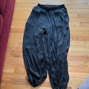 Aqua Black Satin Joggers